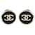 Chanel CC Goldfarbene Ohrringe mit schwarzen Emaille-Knöpfen  ref.1280093