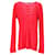 Balmain T-shirt à manches longues demi-bouton en lin rouge  ref.1280208