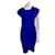 Diane Von Furstenberg Vestido DvF Lira de lã com painéis de cetim Azul Viscose  ref.1280358