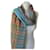 Burberry scarf Beige Light blue Silk Wool  ref.1280554