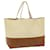 Céline CELINE Horizontal Cabas Tote Bag Leather Beige Brown Auth fm3255  ref.1280615