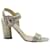 Jimmy Choo Mischa Crystal Embellished Buckle Ankle Strap Sandals in Silver Leather Silvery Metallic  ref.1281618