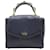 Autre Marque Handtasche aus genarbtem Leder in Marineblau/ Schultertasche mit großer Kette  ref.1281712
