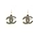 Chanel Dunkelsilber Maxi CC auf goldenen Creolen Ohrringen mit Steckern Metall  ref.1282068