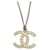 Chanel CC 09P logo classic square crystal necklace in SHW box receipt Silvery Metal  ref.1282880