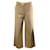 Autre Marque Valentino Tan / Pantaloni a gamba larga a vita alta con logo VLogo dorato Cammello Cotone  ref.1283485
