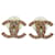 Gold Chanel CC Push Back Earrings Golden  ref.1283585