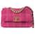 Rosafarbener Chanel-Tweed mittlerer Qualität 19 Umhängetasche mit Klappe Pink Leder  ref.1283625