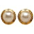 Gold Chanel Faux Pearl CC Clip On Earrings Golden Metal  ref.1283753