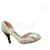 Sapato de salto Chanel tamanho 36.5 Multicor Bege Dourado Couro Tweed  ref.1283833