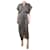 Autre Marque Vestido gris de lino fruncido con escote pronunciado - talla S  ref.1284073