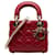 Dior Mini pele de cordeiro vermelha Cannage Lady Dior Vermelho Bordeaux Couro  ref.1284162