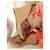 Dior monogram wedge sandals Brown Pink Beige Leather Cloth  ref.1284311