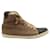 Zapatillas altas Lanvin de cuero marrón y negro en dos tonos - Cordones de cinta Castaño  ref.1284542