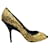 Donna Karan Talons peep-toe noirs avec paillettes dorées Cuir  ref.1284595