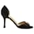 Manolo Blahnik Black Satin Heels with Crystal Embellishments Leather  ref.1284621
