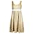 Vera Wang Gold Midi Dress with Cream Belt Golden Silk Cotton  ref.1284662