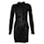 Balmain Robe slim épaisse noire et gris foncé avec épaulettes Viscose Polyamide  ref.1284759
