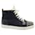 Christian Louboutin Denim Lou Spikes Orlato Flat High-Top Sneakers Blue Leather Metal  ref.1284796