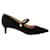Autre Marque Contemporary Designer Pointed Toe Black Velvet Kitten Heels Leather  ref.1284806