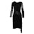Diane Von Furstenberg Vestido preto assimétrico com painel de couro Raio  ref.1284861