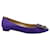 Manolo Blahnik Zapatos planos de satén con punta en color morado - Adornos plateados Púrpura Cuero Metal  ref.1284870