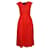 Vestido de coquetel plissado Loro Piana laranja/vermelho com decote em V. Linho  ref.1284875