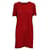 Vestido recto rojo de manga corta de Donna Karan Roja Poliéster Viscosa  ref.1284905