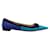 Bow Prada Turquoise, Blue & Black Suede Pointed Toe Flats  ref.1285002