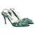 Autre Marque Emerald Green Crystal Embellished Slingback Sandals Leather Satin  ref.1285014
