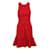 Autre Marque CINQ Ã€ SEPT Rotes elegantes Kleid mit Gürtel Polyester Viskose  ref.1285299