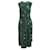 Autre Marque DISEÑADOR CONTEMPORÁNEO Vestido largo de crepé de China con pliegues asimétricos y estampado floral Verde Rayo  ref.1285431