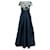 Autre Marque CONTEMPORARY DESIGNER Navy Blue lined Lining Gown With Flowers Polyester  ref.1285435