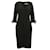 Autre Marque Zeitgenössisches schwarzes Designerkleid 3/4 Ärmel mit Krawatte Wolle  ref.1285543