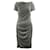Autre Marque Contemporary Designer Black & Silver Voile Ruched Midi Dress Metallic Polyester  ref.1285569