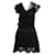 Anna Sui Vestido hasta la rodilla de encaje negro con vestido interior Poliéster  ref.1285608