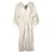 Autre Marque Contemporary Designer Beige Long Coat With Cream Frill Viscose Linen  ref.1285723
