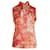 Céline Orange/Camicia senza spalline in seta stampata rosa Multicolore Elastan  ref.1285820