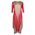Pleats Please Beige and Red Long Sleeved Pleated Dress Polyester  ref.1285868