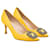 Manolo Blahnik Zapatos de tacón Hangisi con hebilla joya de satén amarillo  ref.1285920