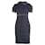 CHANEL Navy Blue Tweed Midi Dress with Pockets Black Cotton Nylon  ref.1285944