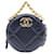 Chanel  19 Mini bolsa crossbody redonda Azul marinho  ref.1285973