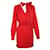 Rotes Jacquard-Kleid mit Bindeausschnitt von Saint Laurent Seide  ref.1286108