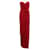 Autre Marque Zeitgenössisches trägerloses langes rotes Designerkleid mit Rüschen Schweden Seide  ref.1286115