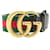 Gucci Ceinture à boucle GG en cuir noir et signature Web-Unisexe Toile Métal Multicolore  ref.1286282