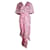 Autre Marque Saloni Pink Floral Tiered Silk Maxi Dress  ref.1286287