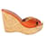 JIMMY CHOO Cork Wedge Sandals Orange Leather  ref.1286359