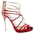 JIMMY CHOO Bunting Red and Silver Caged Heels Leather Velvet  ref.1286381