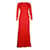 Robe longue en dentelle rouge Valentino avec détail dos nu en ruban Coton  ref.1286527