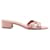 Manolo Blahnik Pink Floral Lasista Slides Leather Cotton  ref.1286602
